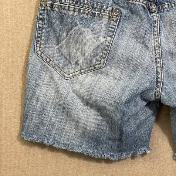 Mossimo Shorts Juniors 11 Denim Blue Distressed Cutoff - Picture 9 of 12